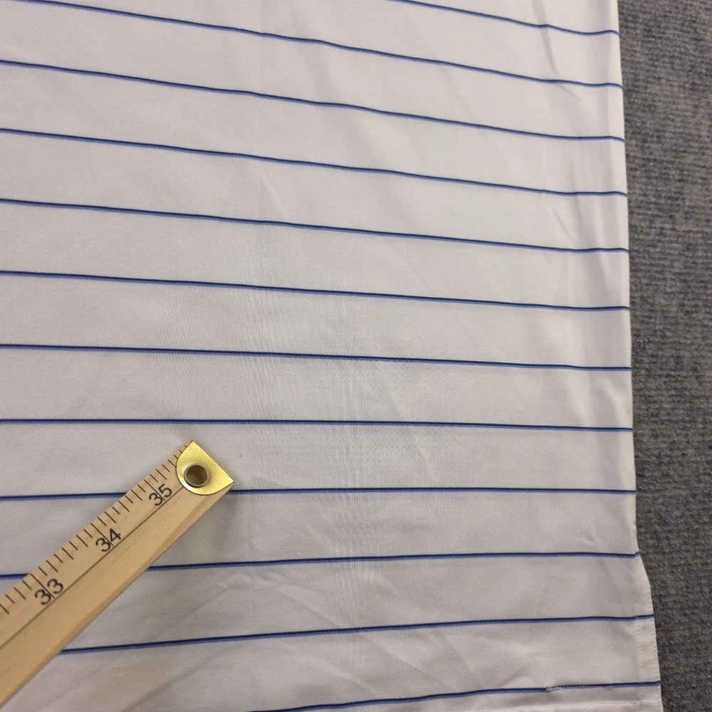 Turtleson Polo Large White Blue Striped Performance Stretch Short‎ Sleeve